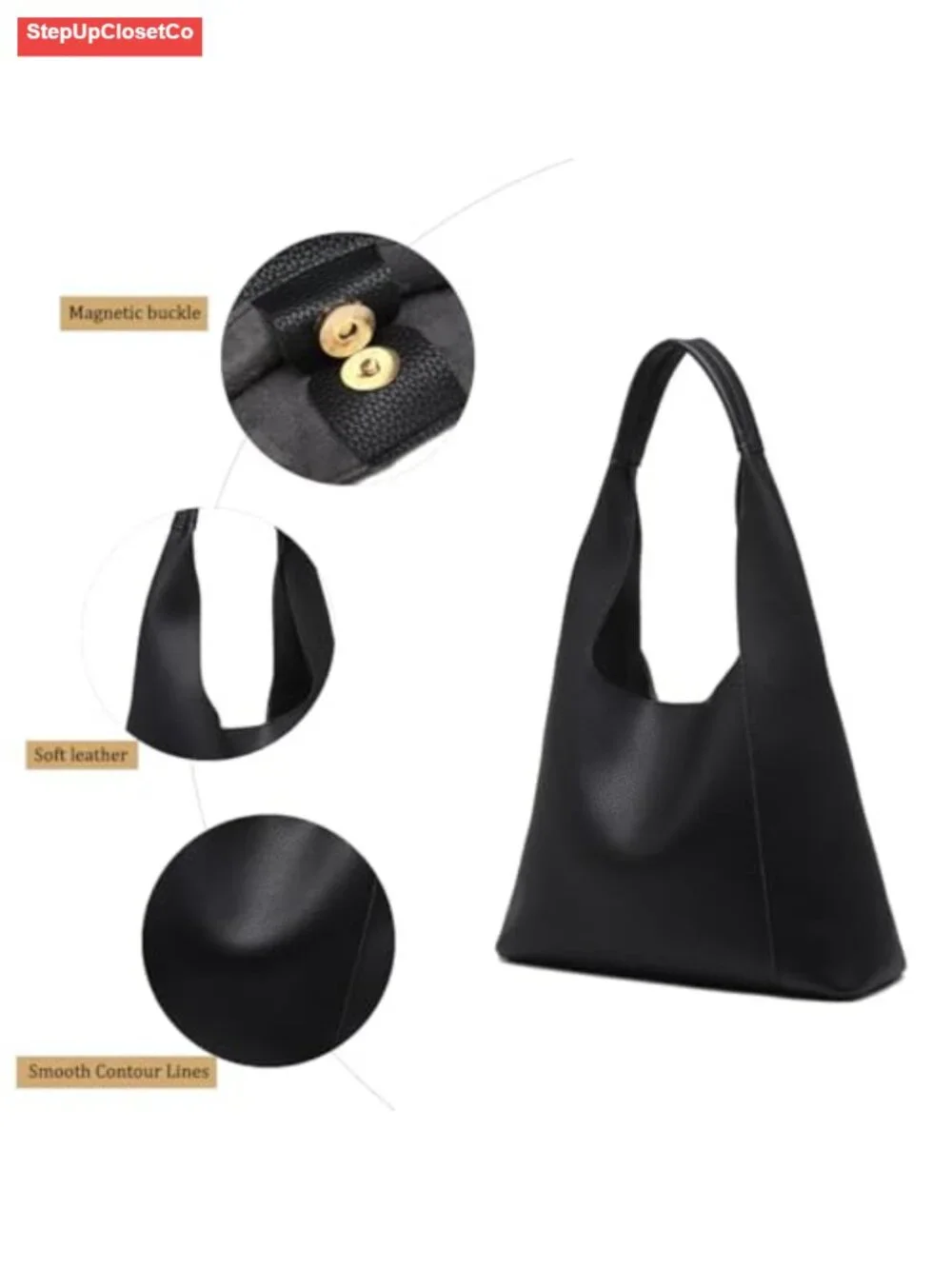 Slouchy Hobo Tote Bags for Women Retro PU Leather Shoulder Handbag Large